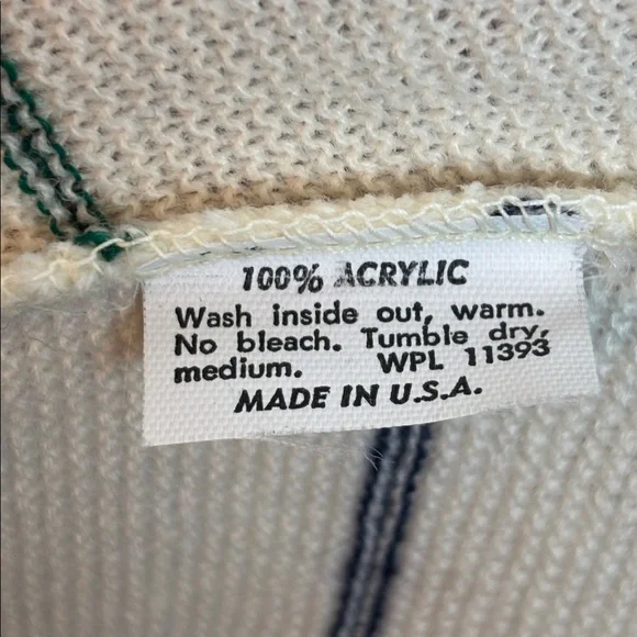 VTG Jantzen Candy Cane Striped Men’s Cardigan Sweater Cream Large Preppy Grandpa - Picture 6 of 6